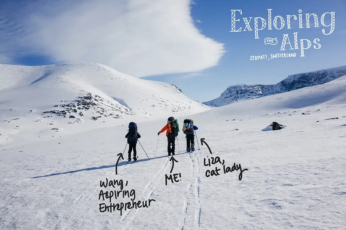 Group of travelers sharing a meal at a bustling street food market